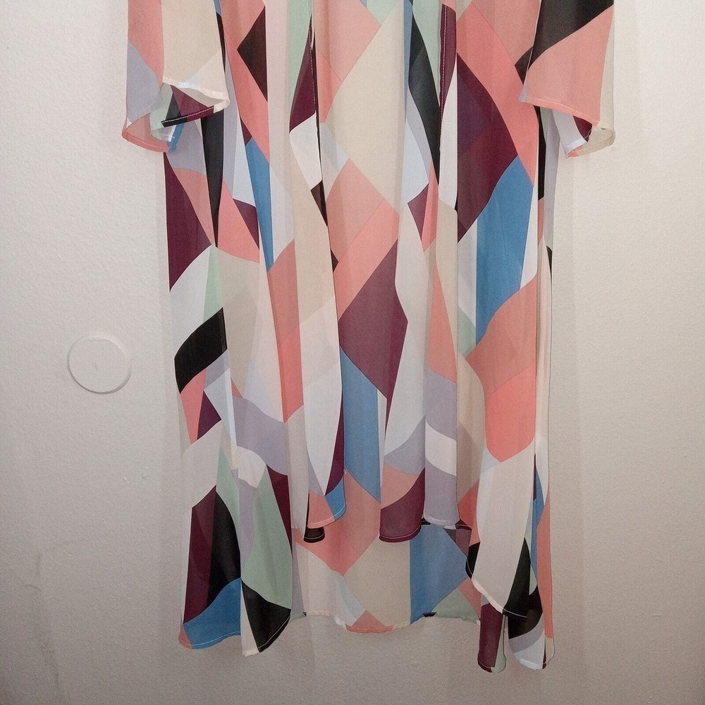 Torrid 00/0 Kimono Colorful Geometric Half Sleeve Polyester Duster - Picture 3 of 8